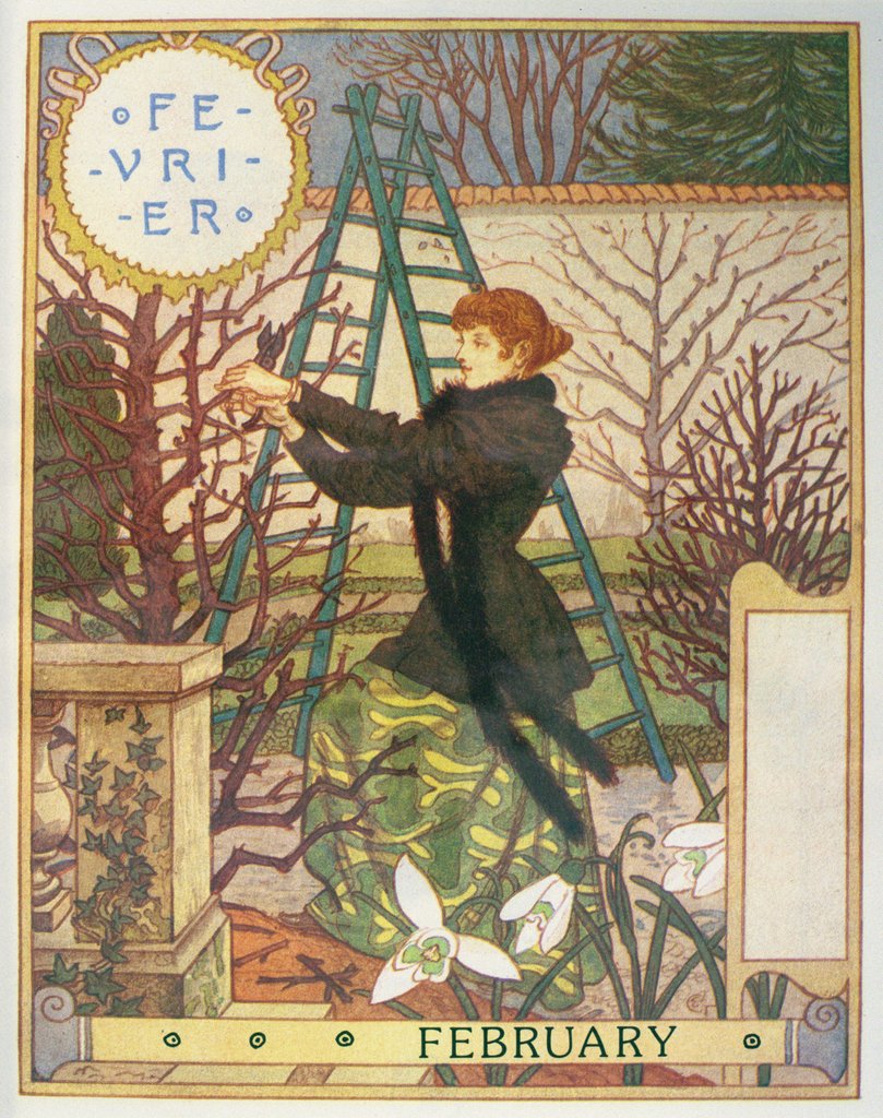 Detail of February by Eugene Grasset