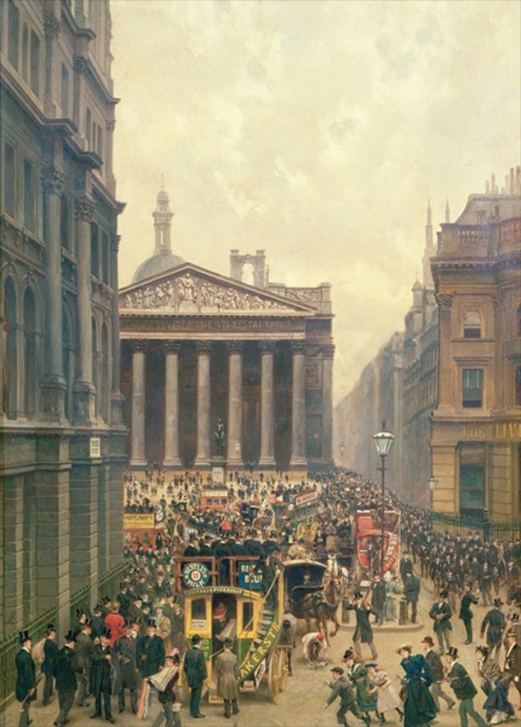 Detail of The Rush Hour by the Royal Exchange from Queen Victoria Street, 1904 by Alexander Friedrich Werner