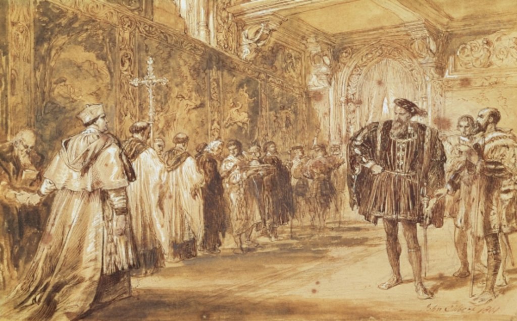 Detail of Henry VIII and Cardinal Thomas Wolsey, 1861 by John Gilbert