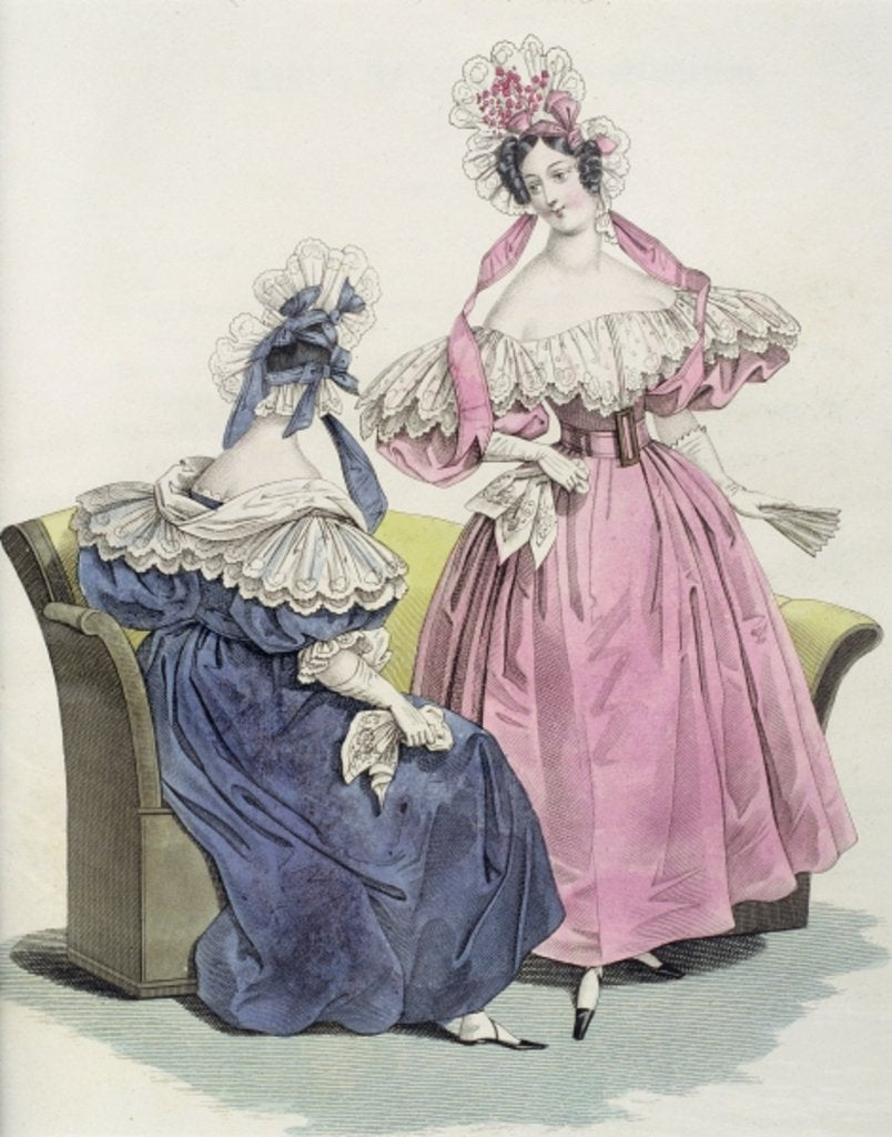 Detail of Fashion plate from, 'Le Follet Courrier des Salons Modes', 1832 by French School