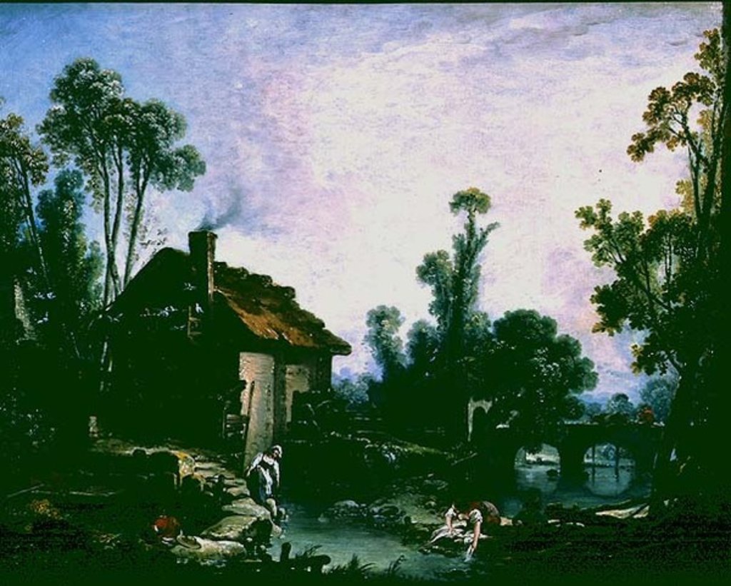 Detail of Landscape with a Watermill, 1755 by Francois Boucher