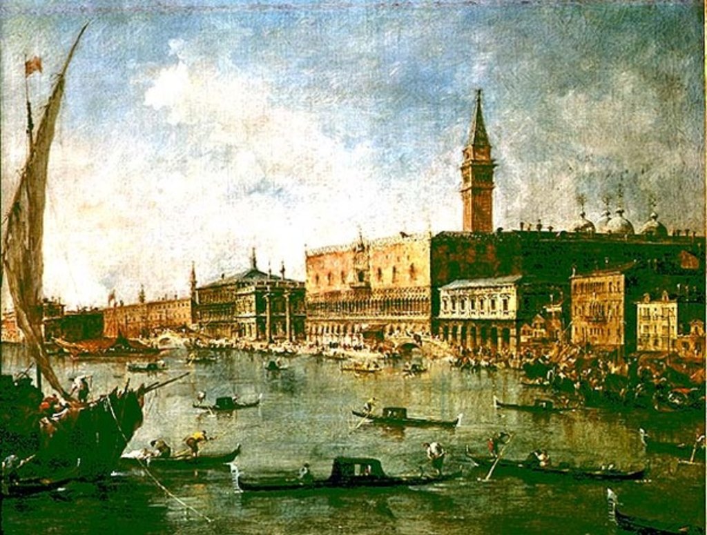 Detail of The Doge's Palace and the Molo from the Basin of San Marco, Venice, c.1770 by Francesco Guardi