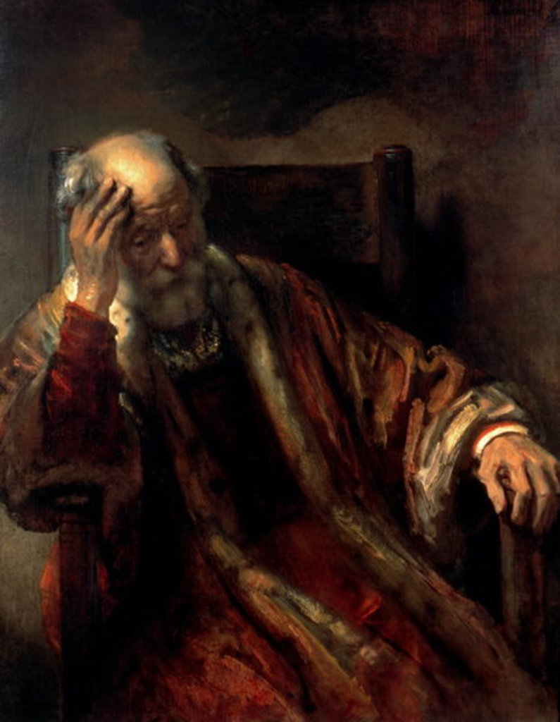 Detail of An Old Man in an Armchair, 1650s by Rembrandt Harmensz. van Rijn