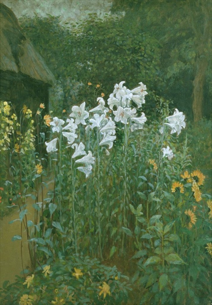 Detail of Madonna Lilies in a Garden by Walter Crane