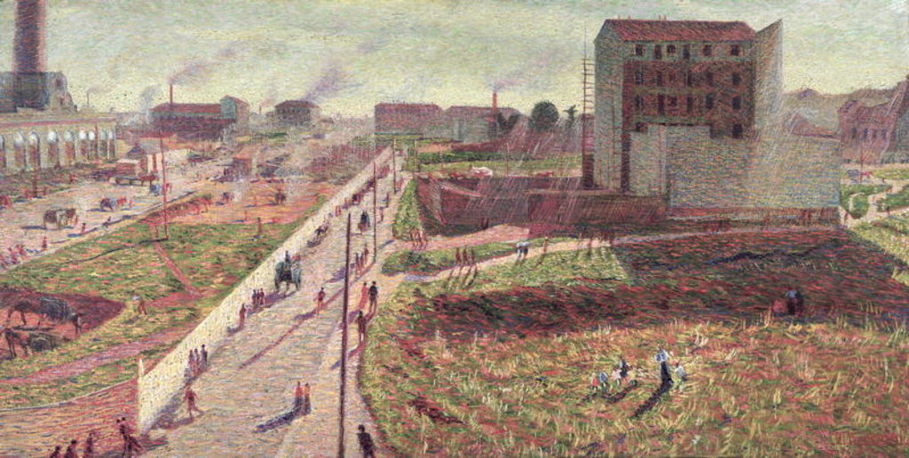 Detail of Workshops at Porta Romana, 1909 by Umberto Boccioni