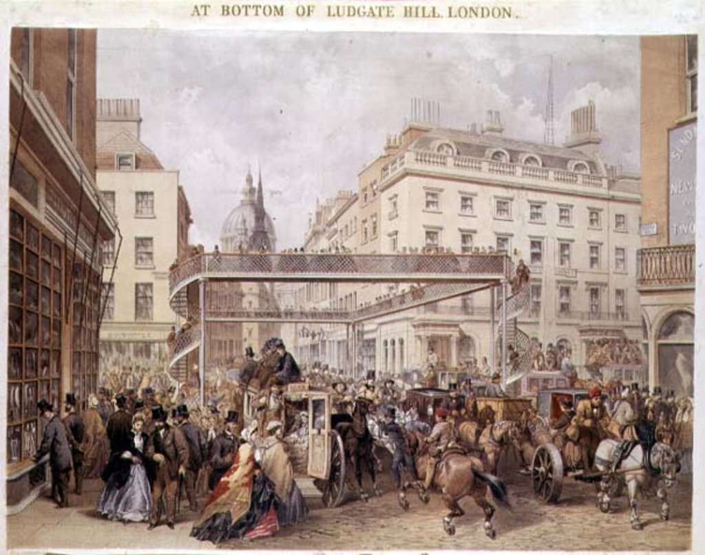 Detail of At the Bottom of Ludgate Hill, London, pub. and printed by Kell Brothers, c.1860's by English School