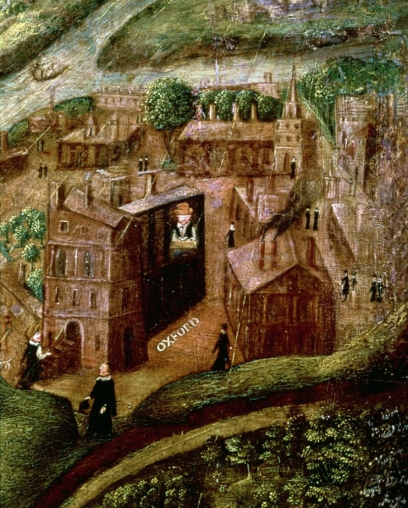 Detail of The Life and Death of Sir Henry Unton, detail of studying at Oriel College, Oxford, 1574, c.1596 by English School