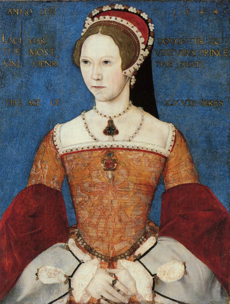 Detail of Portrait of Mary I, or Mary Tudor, at the Age of 28, 1544 by John Master