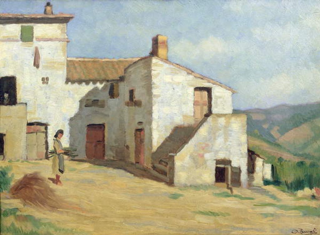 Detail of Peasant woman on the farm by Luigi Zuccoli