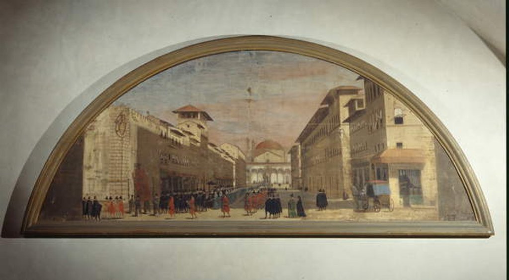 Detail of Lunette with view of Via de' Servi, Florence by Florentine School