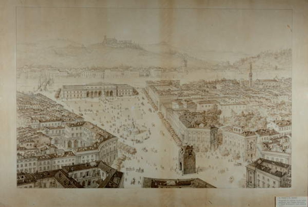Detail of Proposed development project, between Piazza Beccaria and Ponte San Niccolo, Florence by Giuseppe and Sanesi Nicola Poggi