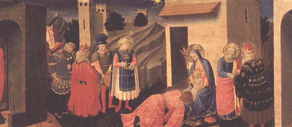 Detail of Predella panel to the Annunciation showing the Adoration of the Magi by Fra Angelico
