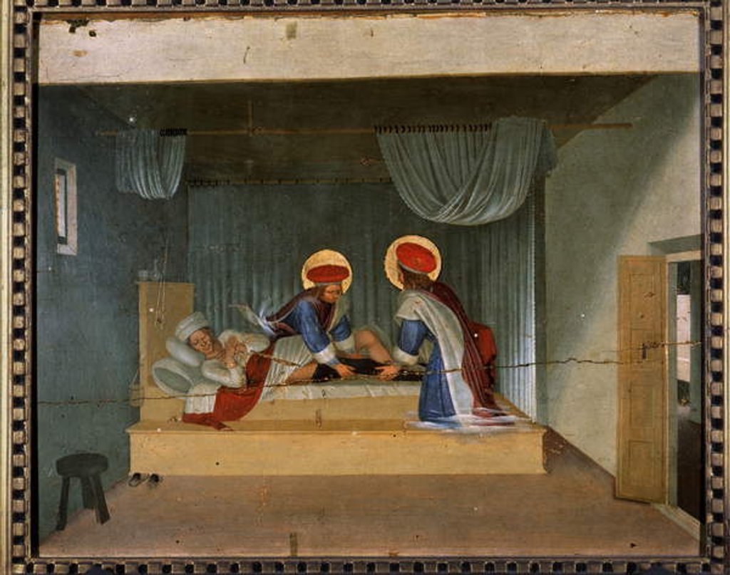 Detail of Justinien receiving care by Saint Cosme and Saint Damien by Fra (c.1387-1455) Angelico