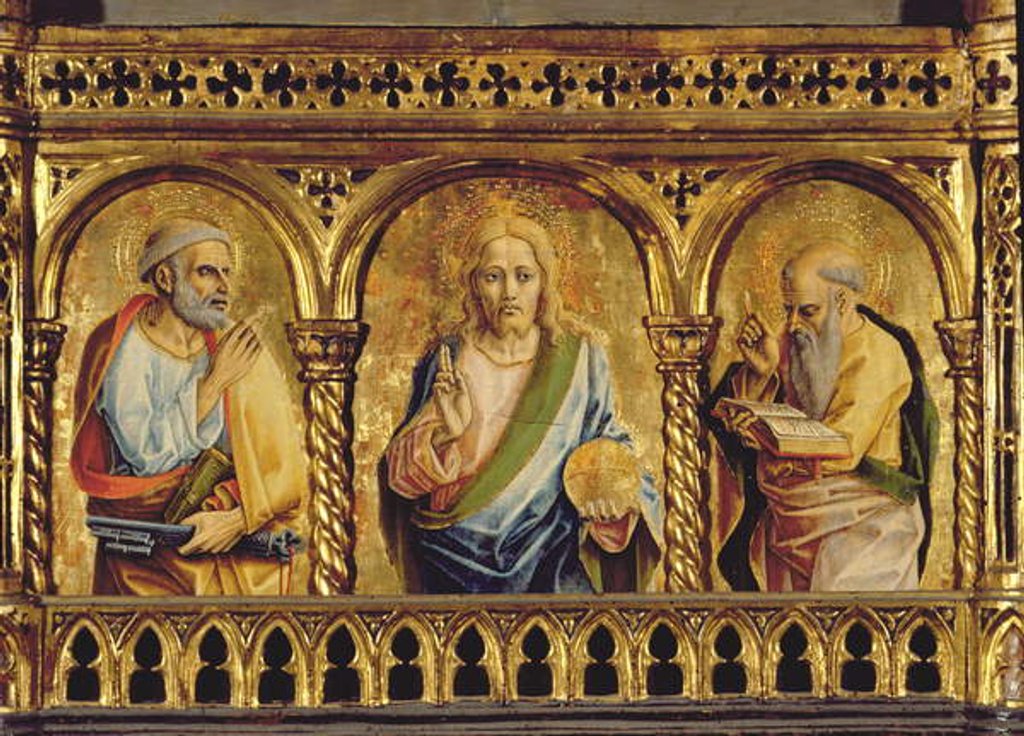 Detail of Christ with St. Peter and St. Paul by Carlo Crivelli