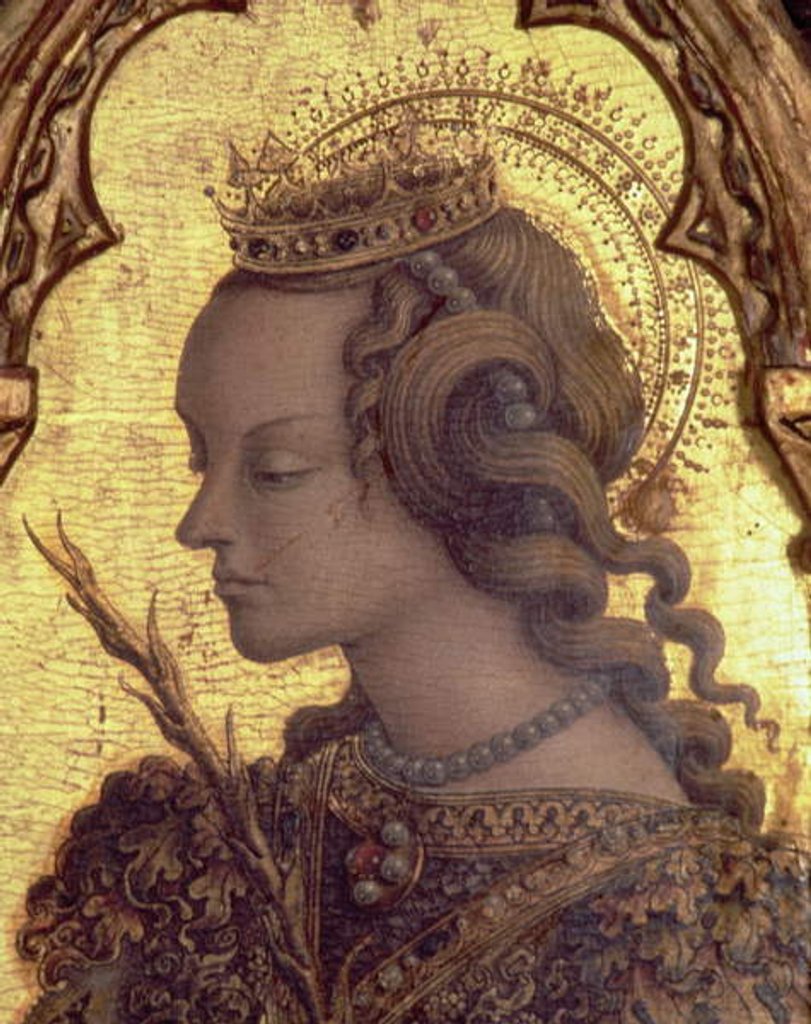 Detail of St. Catherine of Alexandria, detail from the San Martino polyptych by Carlo Crivelli