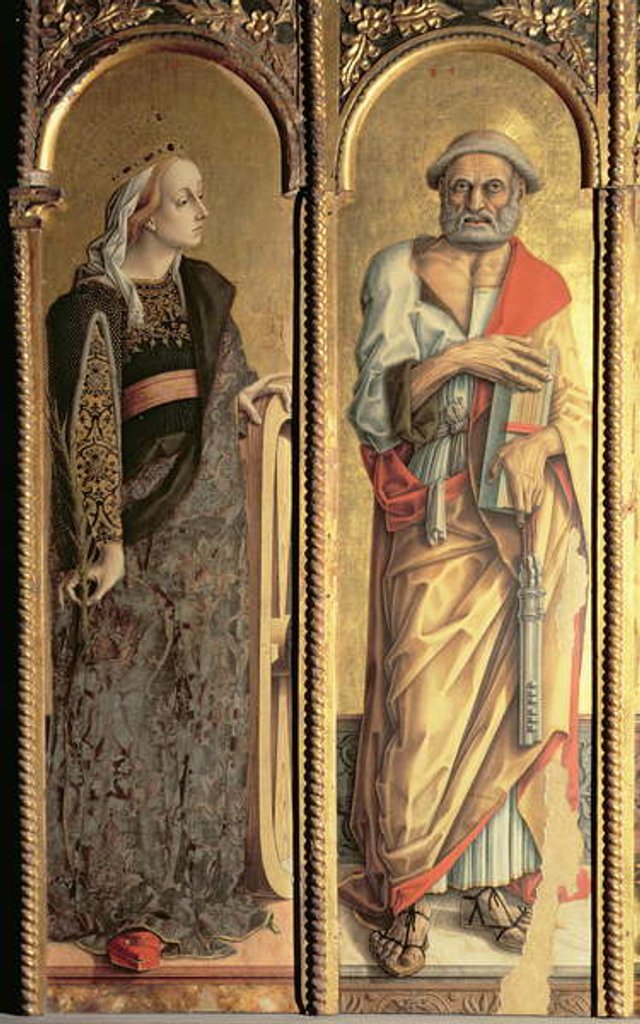 Detail of St. Catherine of Alexandria and St. Peter by Carlo Crivelli