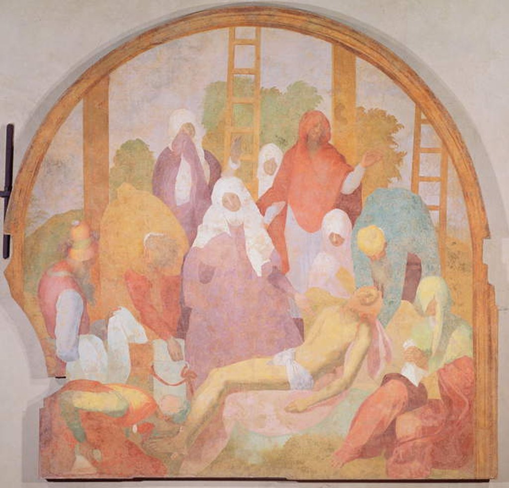 Detail of Deposition, lunette from the fresco cycle of the Passion, 1523-6 by Jacopo Pontormo