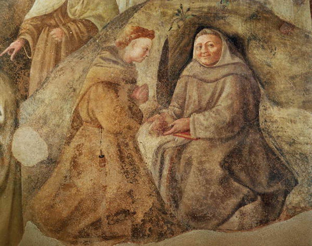 Detail of The Reform of the Carmelite Rule, detail of two Carmelite friars, c.1422 by Fra Filippo Lippi