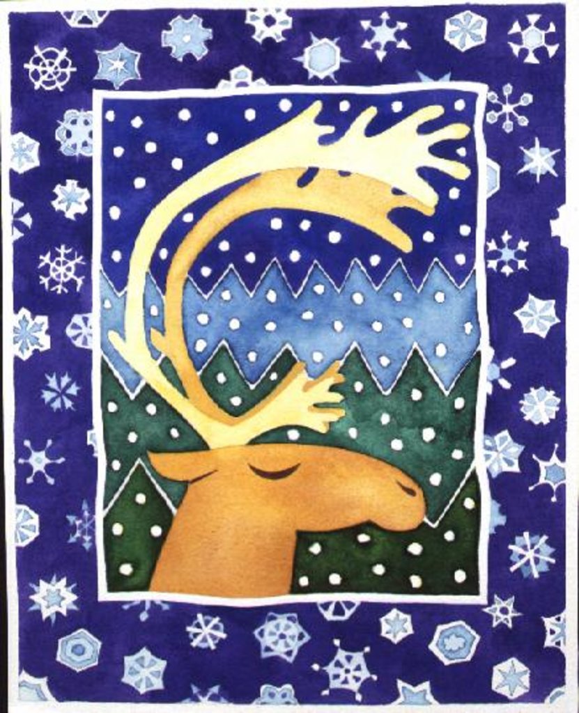 Detail of Reindeer and Snowflakes by Cathy Baxter
