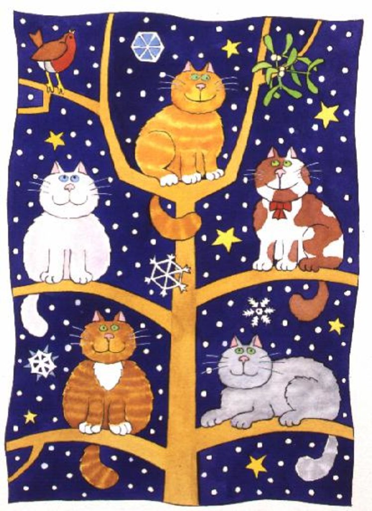 Detail of Five Christmas Cats by Cathy Baxter