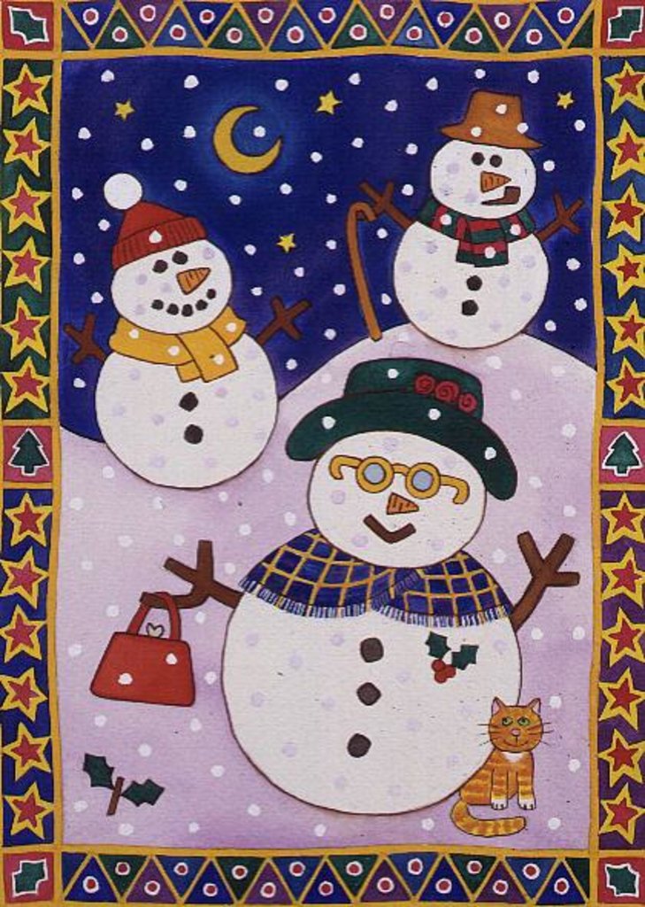 Detail of Snowmen in the Snow by Cathy Baxter