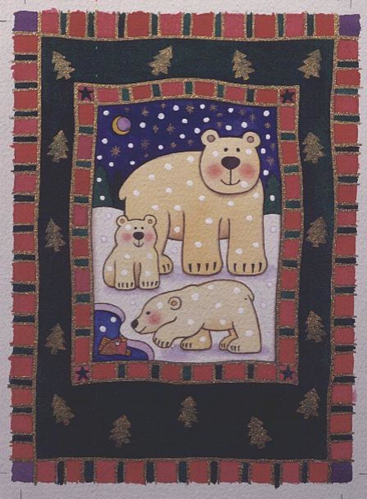Detail of Polar Bear and Cubs by Cathy Baxter