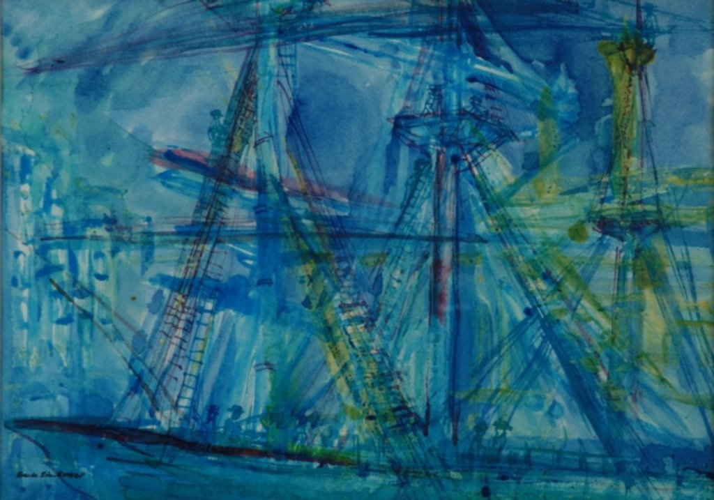 Detail of Blue Schooner by Brenda Brin Booker