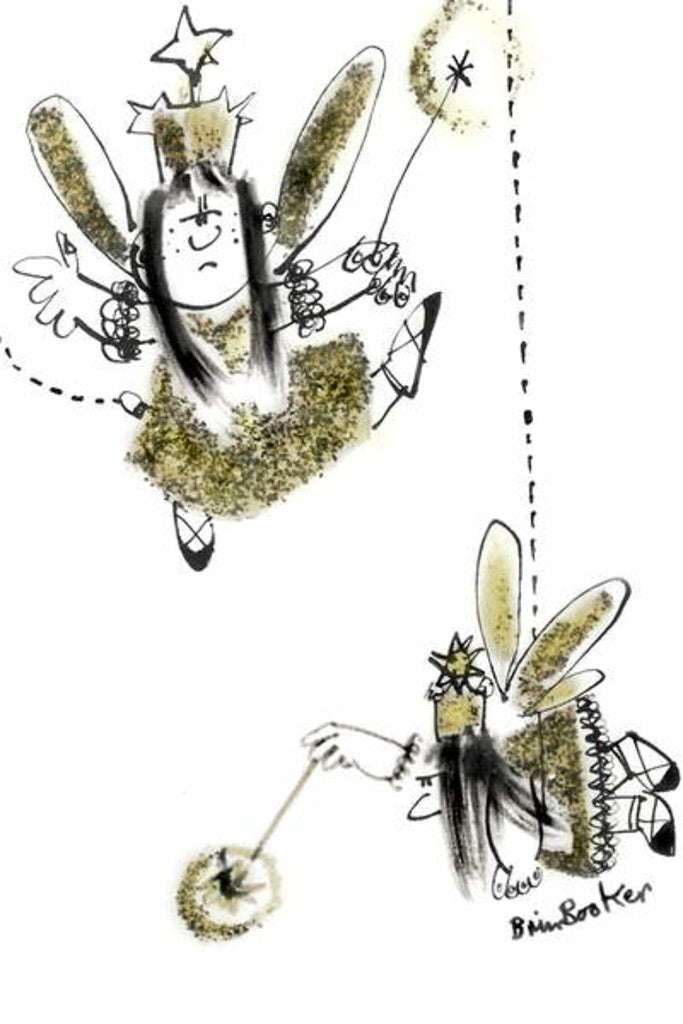 Detail of Two Christmas Fairies 1 by Brenda Brin Booker