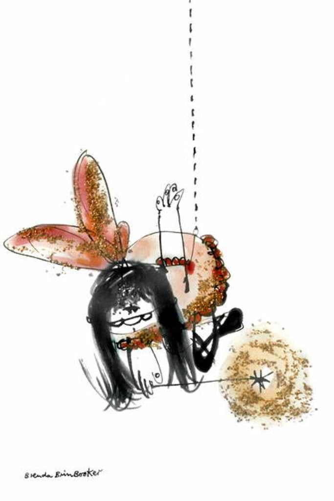 Detail of Two Christmas Fairies 2 by Brenda Brin Booker