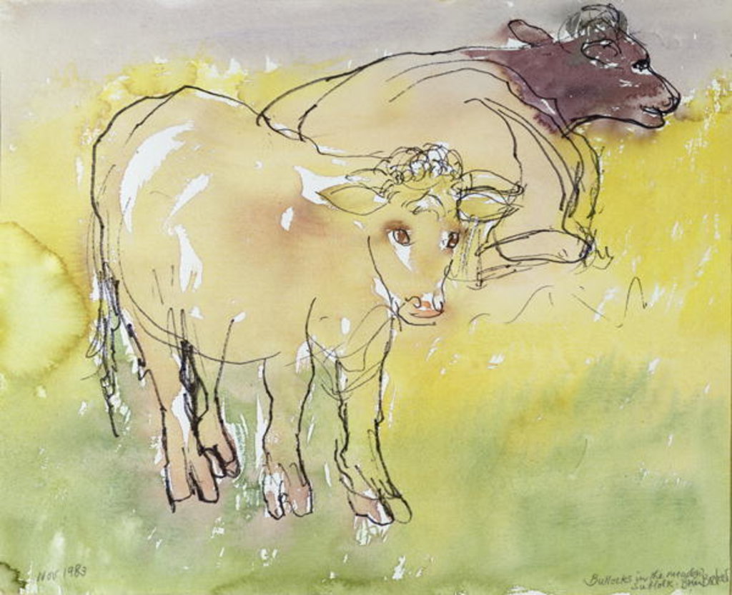 Detail of Young Bullocks in the Meadow, 1983 by Brenda Brin Booker