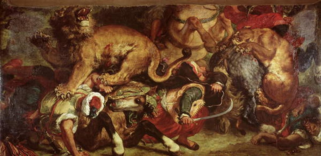 Detail of The Lion Hunt, 1855 by Ferdinand Victor Eugene Delacroix
