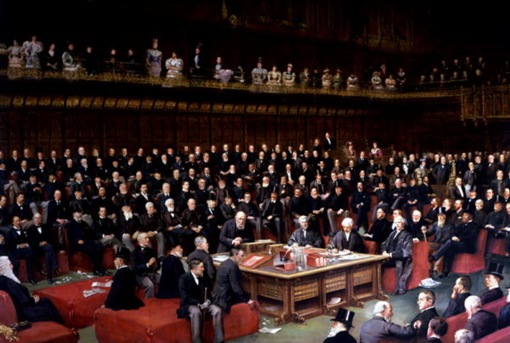 Detail of The Lord Chancellor About to Put the Question in the Debate about Home Rule in the House of Lords, 1893 by English School