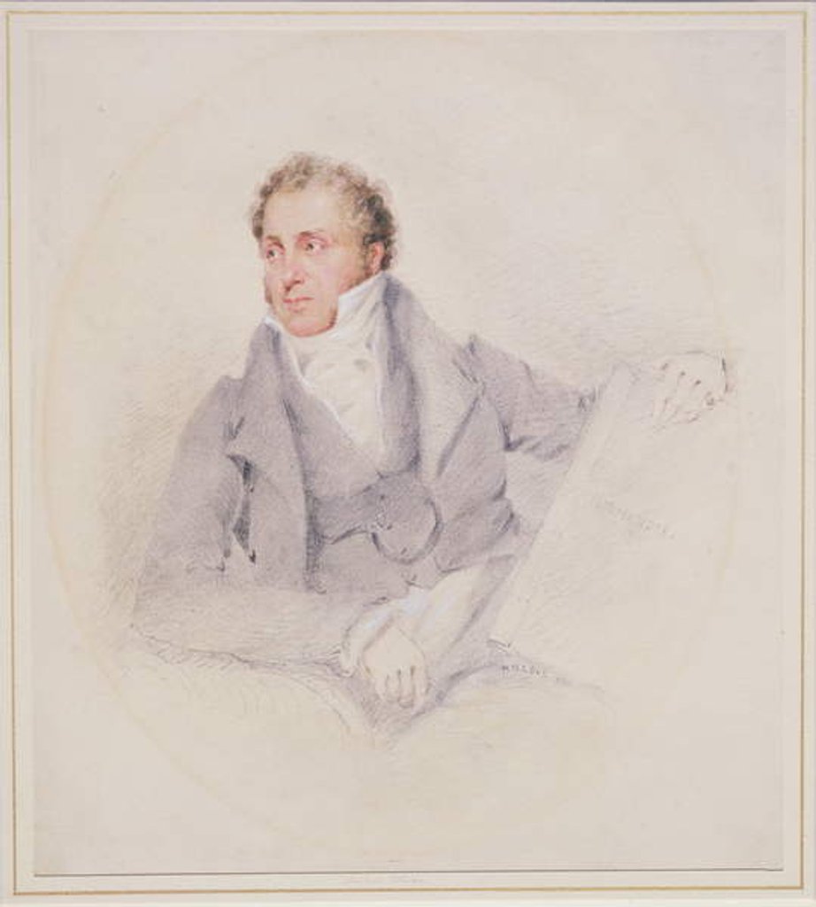 Detail of Self Portrait holding the book 'Normandie' by John Sell Cotman