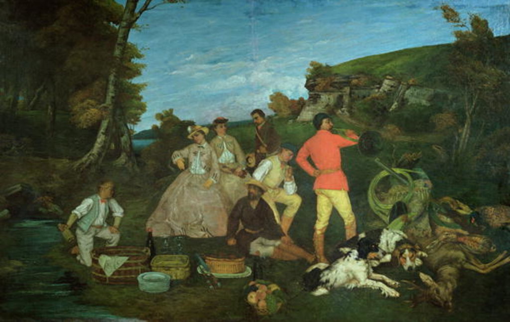 Detail of The Huntsman's Picnic by Gustave Courbet