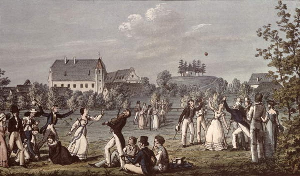Detail of Ball Games at Atzenbrugg with Franz Schubert and friends seated in the foreground by Leopold Kupelwieser