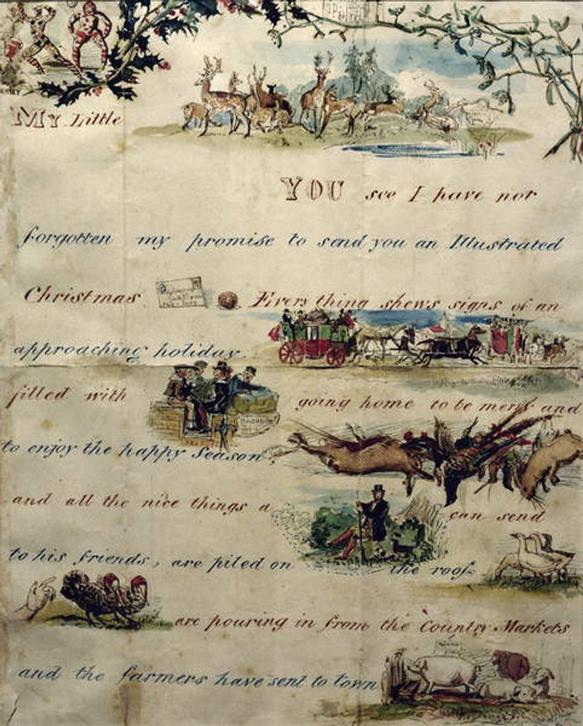 Detail of A Christmas letter written with pictograms by John Everett Millais