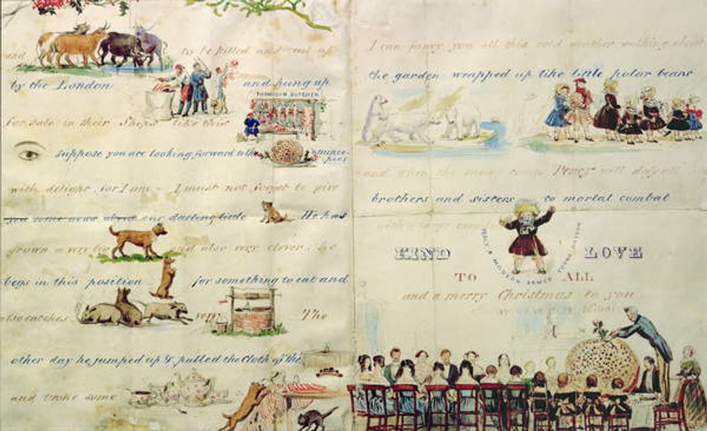 Detail of A Christmas letter written with pictograms by John Everett Millais