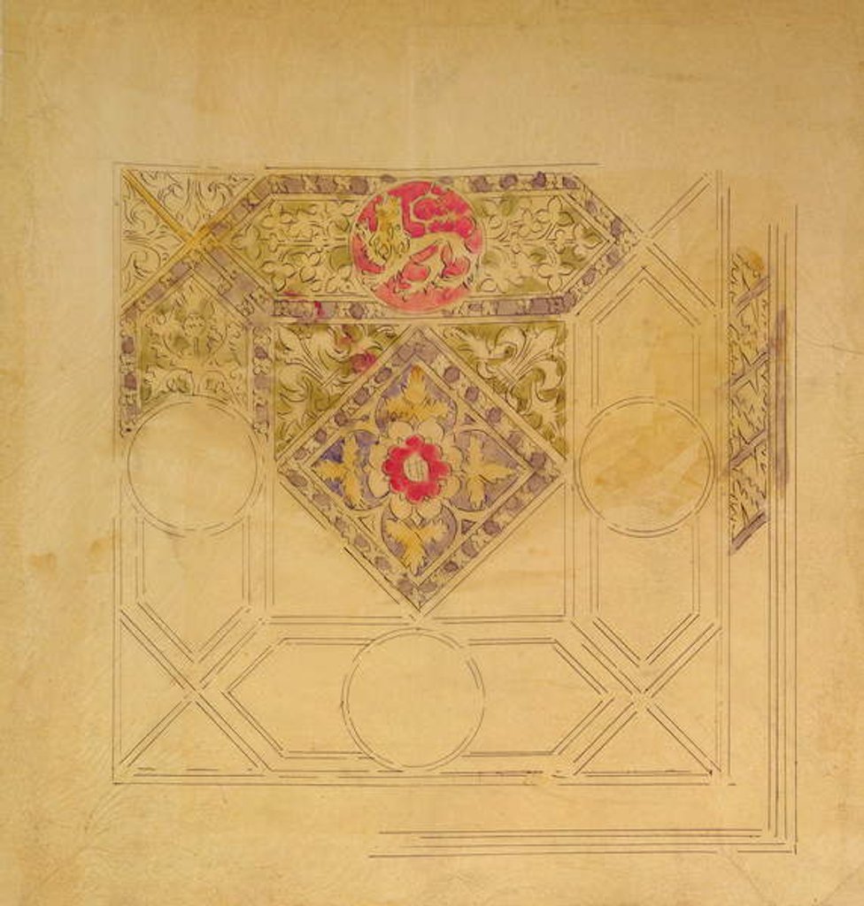 Detail of Ceiling design for the Palace of Westminster by Augustus Welby Northmore Pugin