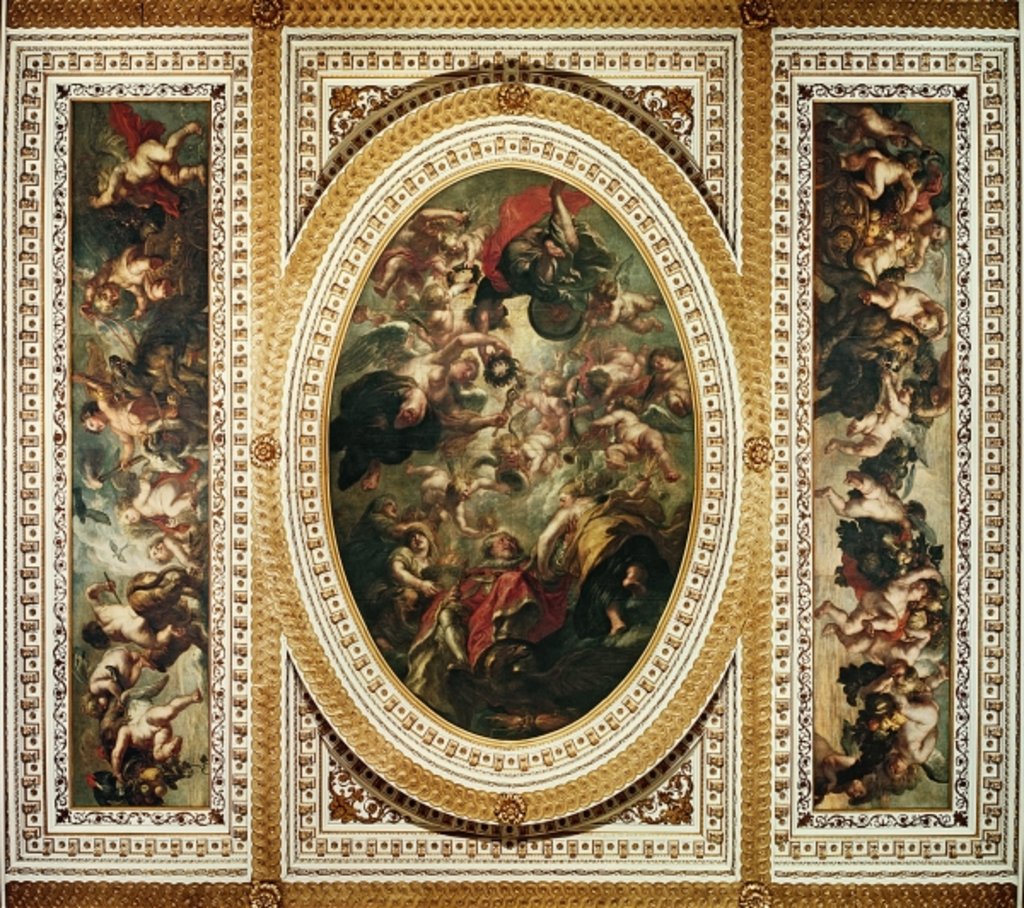 Detail of The Apotheosis of James I Rubens Ceiling, Banqueting House, 1632-34 by Peter Paul Rubens