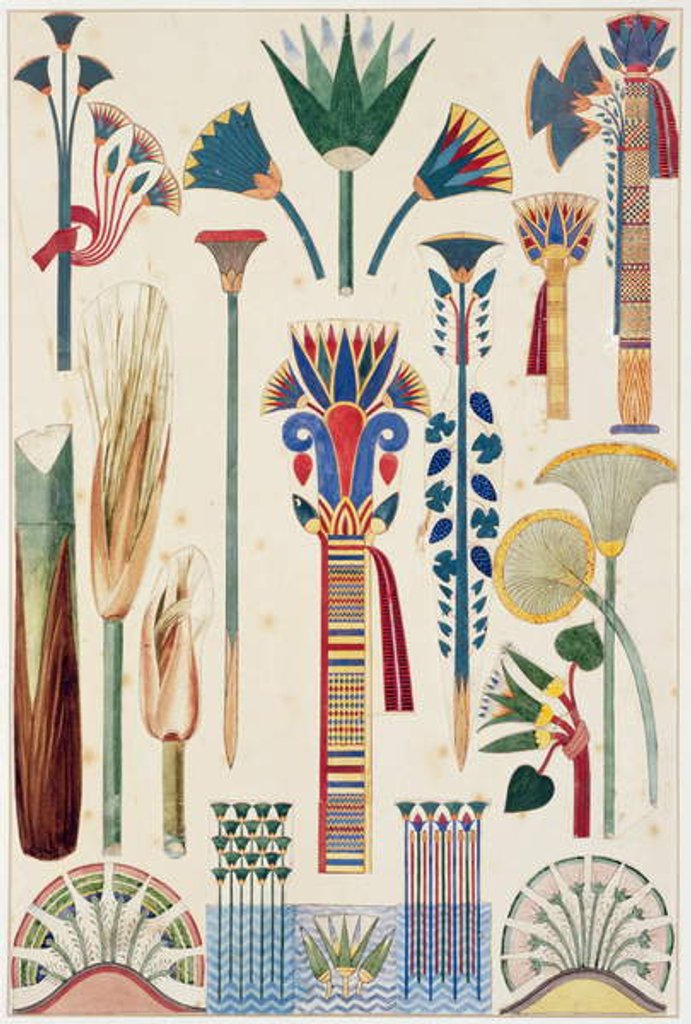 Detail of Egyptian Ornament, original illustration from `The Grammar of Ornament`, 1856 by Owen Jones