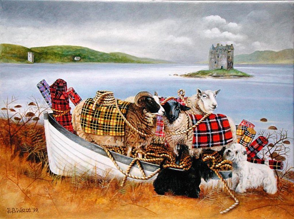 Detail of Sheep with Tartan, 1999 by E.B. Watts
