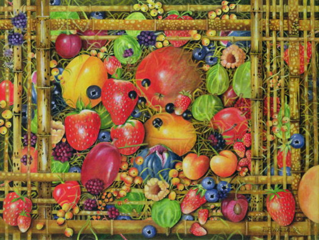 Detail of Fruit in Bamboo Box, 1999 by E.B. Watts