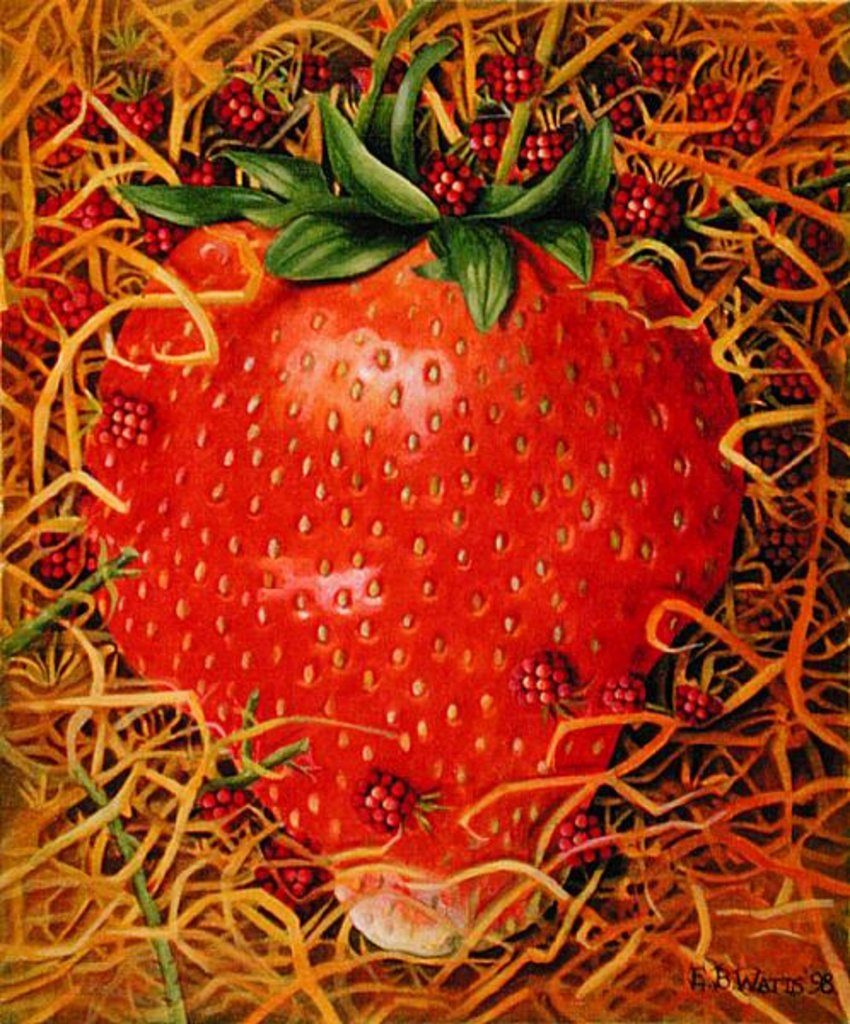 Detail of Strawberry in Straw, 1998 by E.B. Watts