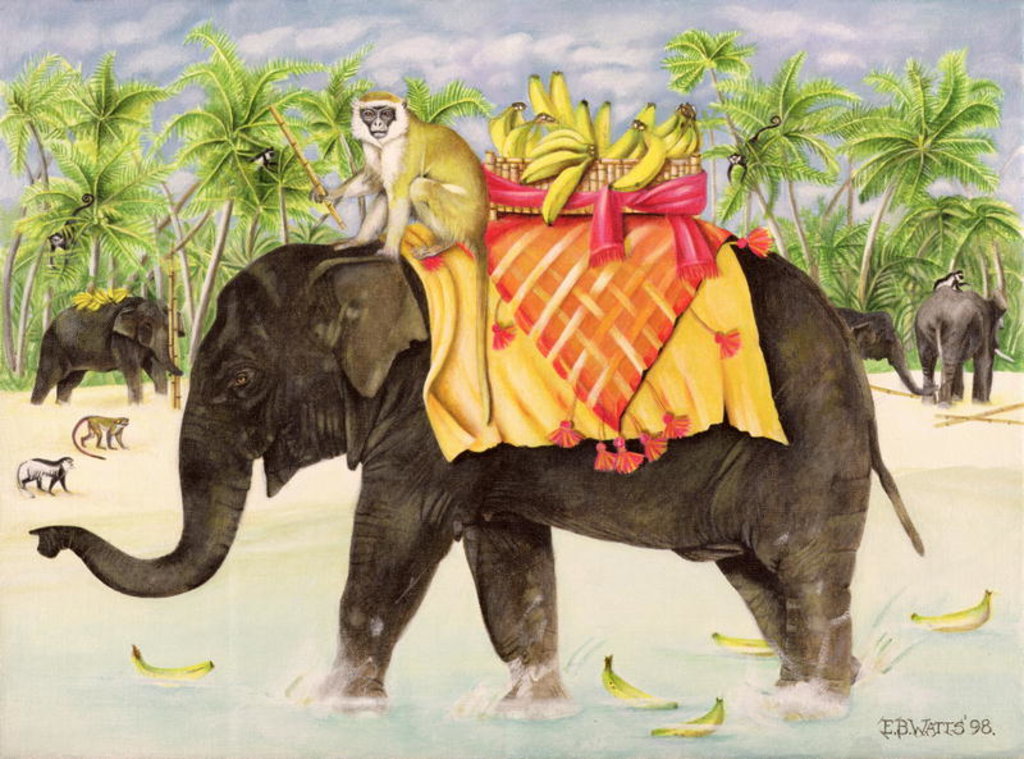 Detail of Elephants with Bananas, 1998 by E.B. Watts