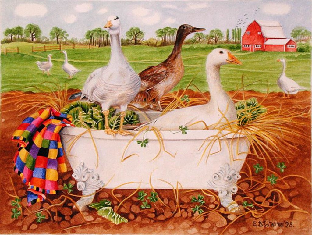 Detail of Geese in Bathtub, 1998 by E.B. Watts