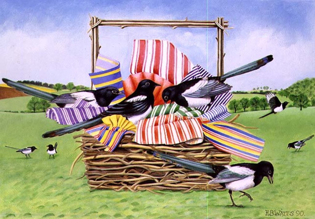 Detail of Magpies, 1990 by E.B. Watts