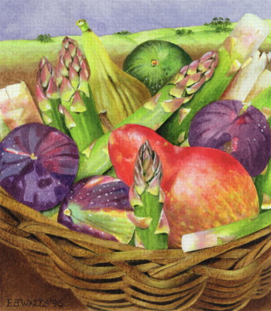 Detail of Red Pear with Figs and Asparagus, 1996 by E.B. Watts