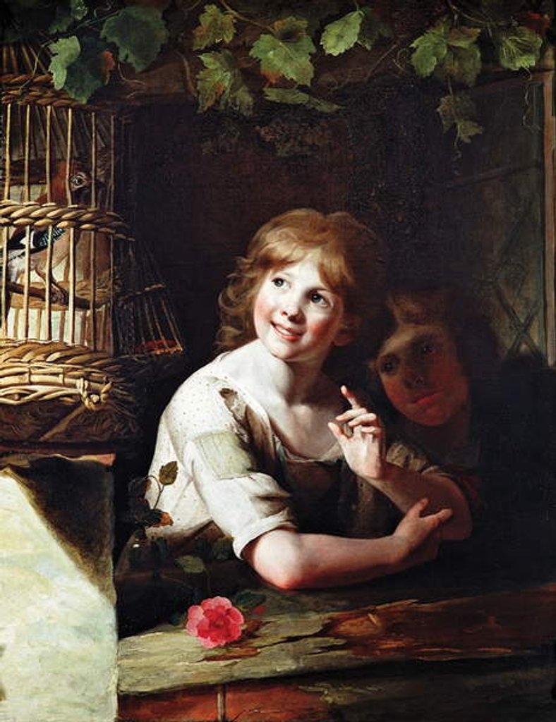 Detail of Two Girls with a Jay in a Cage by Rev. Matthew William Peters
