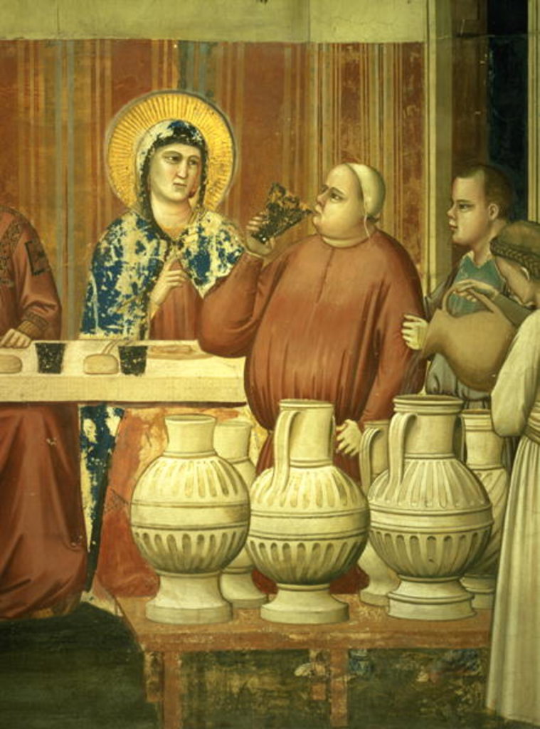 Detail of The Marriage at Cana, detail of the wine tasters, c.1305 by Giotto (c.1266-1337)