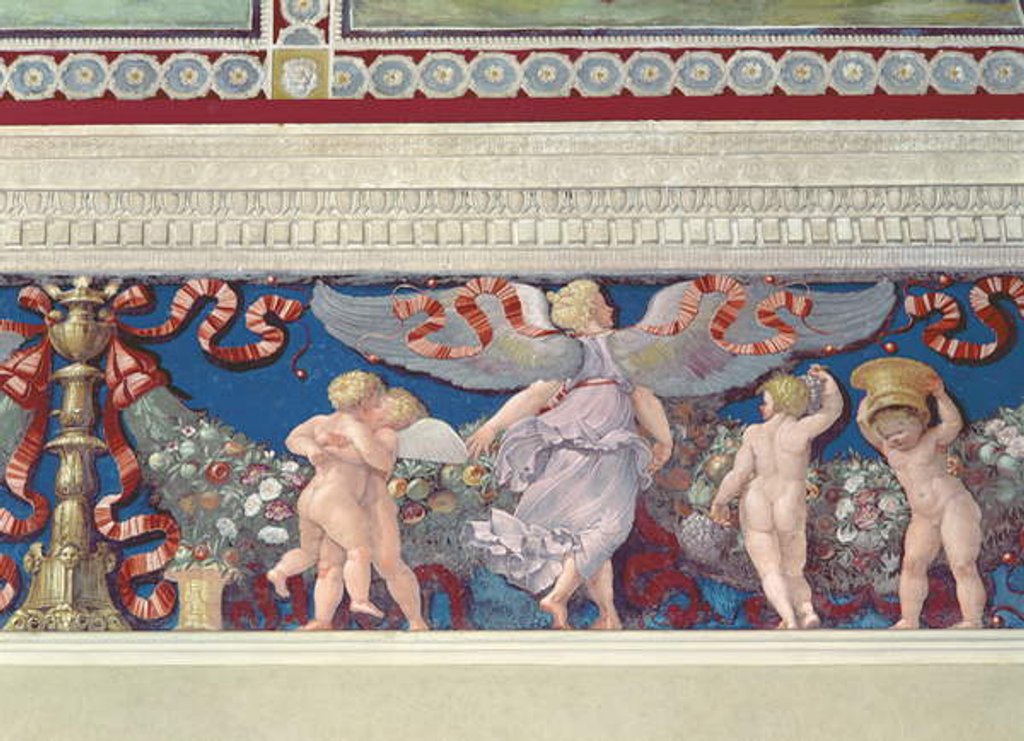 Detail of Frieze from the 'Camera con Fregio di Amorini' detail of wrestling cupids, 1520s by Giulio Romano